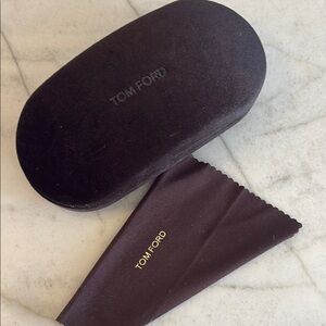 Tom Ford Brown Velvet Glasses Case with Cloth